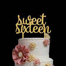 The combination of a cake and wishes! Birthday Decoration 16th Birthday Cake Topper Sweet 16 Acrylic Gold Bling Bling Glitter Sweet Sixteen Premium Quality Party Decorations Amazon Com Grocery Gourmet Food