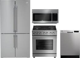 Best kitchen appliance packages, reviews in reasonable prices. Beko Bekreradwmw201 4 Piece Kitchen Appliances Package With French Door Refrigerator Gas Range Dishwasher And Over The Range Microwave In Stainless Steel