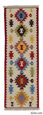 Beige Multicolor New Turkish Kilim Runner K0006440 Kilims Kilim Dokuma