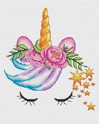 Unicorn cross stitch patterns for plastic canvas. Les Petites Croix De Lucie Unicorn Face Cross Stitch Pattern 123stitch