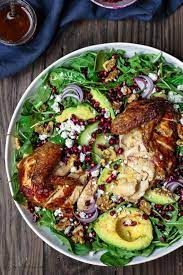 Chicken Arugula Salad With Fresh Ginger Pomegranate Dressing The Mediterranean Dish