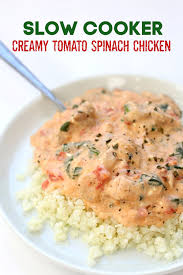 Slow Cooker Creamy Tomato Spinach Chicken 365 Days Of Slow Cooking And Pressure Cooking Recipe Chicken Crockpot Recipes Healthy Chicken Crockpot Recipes Chicken Crockpot Recipes Easy
