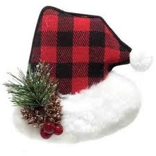Black And Red Santa Hat 5 Plaid Santa Hat Ornament Red Black Buffalo Plaid Christmas Decor Santa Hat Plaid Christmas Decor