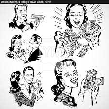 Vector Vintage Money And Couples Vector Black And White Man Retro Illustration Retro