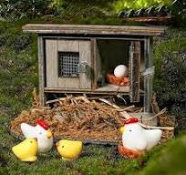 Hiawbon Miniature Retro Wooden Chicken Coop Mini Family  Chicken,Hen,Chick,Egg,Chicken Nest Ornament Micro Landscape Fairy Garden  Decor