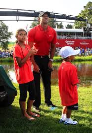 Tiger woods and elin nordegren. Tiger Woods Attends The Quicken Loans National Pga Golf Tournament With Children Sam Charlie