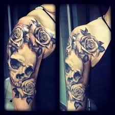 Tattoo Realistic Skull With Roses Tattoo Artist Armandodisotto Skull Rose Tattoos Skull Sleeve Tattoos Tattoos