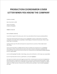 Check spelling or type a new query. Production Coordinator Cover Letter