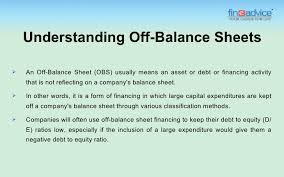 Joint venture, research and development agreements, or operating leases. Off Balance Sheets