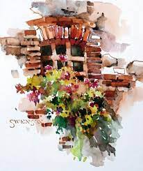 Brenda Swenson Vignette Watercolor Door Watercolor Architecture Art