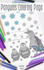 There are so many penguin coloring pages in this post. Penguins Winter Coloring Page For Adults Easy Peasy And Fun