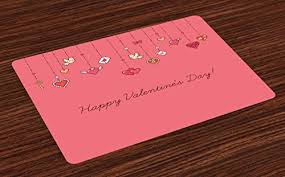 4 vinyl placemats reversible hearts snowflakes & reindeer red gray & white 0086. Valentines Day Placemats