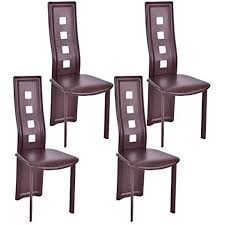 Giantex Set Of 4 Dining Chairs Pu Leather Steel Frame High Back Home Furniture Brown Be Sure T High Back Dining Chairs Dining Chairs Leather Dining Chairs