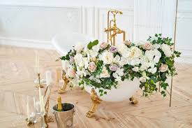 3000 x 4000 jpeg 822 кб. Beautiful Luxury Vintage Empty Bathtub With Lush Floral Decorations Stock Photo Picture And Royalty Free Image Image 103439196