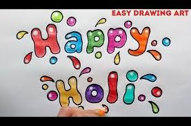Happy holi holi party hat line hat for happy holi for holi. How To Write Happy Holi In Bubble Letters Holi Poster Drawing For Kids