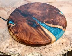 Acacia Wood Cracked Earth Blue Glow Resin Art Etsy Epoxy Resin Wood Epoxy Wood Table Wood Resin