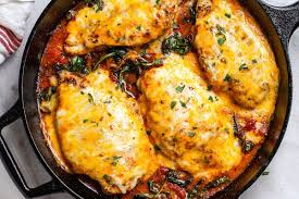 Season chicken with salt and pepper. Tomato Spinach Chicken Skillet Recipe Low Carb Keto Chicken Recipe Eatwell101