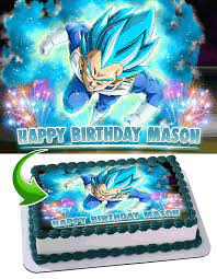 This is part of what i love about decorating cakes: Dragon Ball Super Vegeta Anime Dragon Ball Z Super Saiyan Edible Image Cake Topper Party Personalized 1 4 Sheet Amazon Com Grocery Gourmet Food