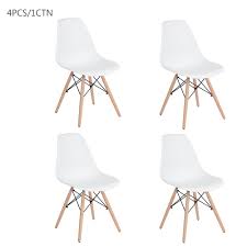 Buy wooden dining room chairs and get the best deals at the lowest prices on ebay! Sets Of 4 White Dining Chair Metal Wood Legs Plastic Seat And Back For Dining Room Chairs