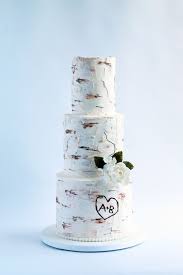 Buttercream Birch Tree Wedding Cake Buttercream Birch Tree Bark Wedding Cake In 2020 Wedding Cake Birch Tree Wedding Cake With Initials Birch Tree Cakes