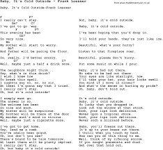 Song Baby It S Cold Outside By Frank Loesser With Lyrics For Vocal Performance And Accompaniment Chords For Ukulele Guitar B Jazz Songs Ukulele Guitar Songs