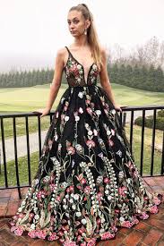 Elegant Black Floral Long Prom Dress From Modcody Floral Prom Dresses Glam Dresses Prom Dresses Long