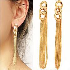 Check spelling or type a new query. Buy Women Big Long Chain Earrings Fancy Golden Tassel Chains Ear Charm Stud Earrings At Affordable Prices Free Shipping Real Reviews With Photos Joom