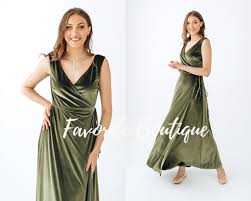 Buy DUSTY SAGE Velvet Wrap Dress Maxi Bridesmaid Gown Custom Tailor Prom  Wedding Guest Dress Sage Green Fall Winter Wedding Dress Plus Size Online  in India