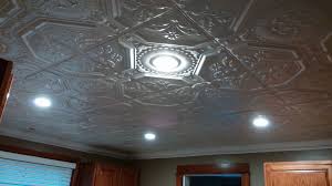 We Installed This Pre Finished Tin Ceiling And New Recessed Can Lights Recessed Can Lights Tin Ceiling Recessed Lighting