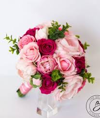 Blush Pink And Fuchsia Roses Real Touch Flowers Bouquet The Bridal Flower Silk And Real Touch Wedding Bouquets Wedding Bouquets Pink Real Touch Wedding Bouquet Bridal Flowers