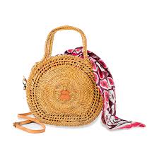 Tore 1 Silk African Print Rattan Bags Theos Tims