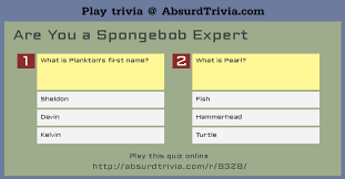Get friends together, turn on your favorite episode, and have fun! Trivia Quiz Are You A Spongebob Expert