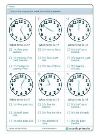 Fichas Para Imprimir Para Ninos De Primaria Las Horas En Ingles Ejercicios De Ingles Material Escolar En Ingles