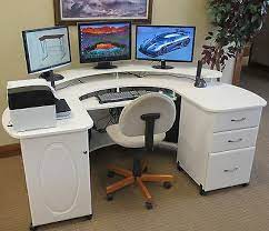 It comes apart, so can be moved more easily. Unique Shaped Wrap Around Computer Desk 3 Drawer 1 Slide Fashion Tech Furniture Ebay