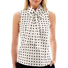 Black And White Polka Dot Blouses For Womens Black Label By Evan Picone Sleeveless Polka Dot Bow Blouse White Clothes Fall Capsule Wardrobe Capsule Wardrobe