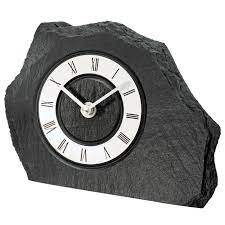 quarzuhr tischuhr naturschiefer aluminiumzahlenring ziffern schwarz zeiger silberfarben tischuhr wohnzimmeruhren uhr