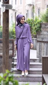 Uzun Salas Lila Tulum Islami Moda Giyim Basortusu Modasi