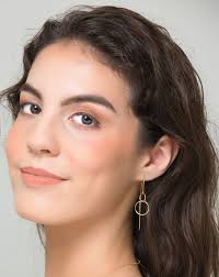 Interlocking Circle Threader Earrings, Double Circle Dangle Earrings,  Entwined Ring Jewelry, Dainty Gift for Her, Couple Halo Earrings