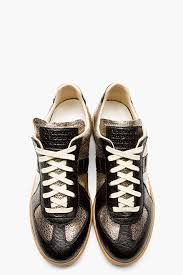 Maison Martin Margiela Black Metallic Low Top Sneakers Sneakers Casual Shoe Sneakers High End Mens Shoes