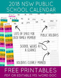 2018 Nsw School Holiday Calendar School Holiday Calendar School Calendar School Holidays