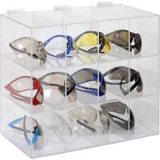 Eyewear dispensers organize and store safety glasses or goggles when not in use. Horizon Mfg Safety Glass Holder With Door 5205 Holds 12 Glasses 7 3 4 L B1037829 Globalindustrial Com