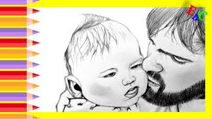 How To Draw Father And Daughter Drawing Sketch Step By Step Fathers D Drawing Sketches Drawings Drawing Tutorial