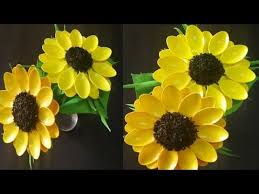 How To Make Sunflower From A Plastic Spoon Perfect Sunflower Craft Diy Best Out Of Waste Youtube Sunflower Crafts Spoon Crafts Plastic Spoon Crafts