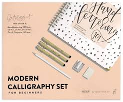 Modern Calligraphy Set For Beginners A Creative Craft Kit For Adults Featuring Hand Lettering 101 Book Brush Pens Calligraphy Pens And More Chalkfulloflove Paige Tate Co 9781950968343 Amazon Com Books Every page is filled with tips, tricks encouragement and practice space to kickstart your lettering journey!