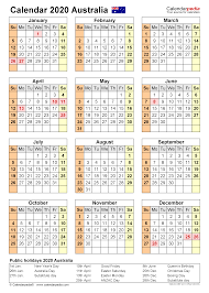 Australia Calendar 2020 Free Printable Excel Templates
