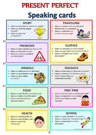 Present Perfect Speaking Cards Worksheet Free Esl Printable Worksheets Made By Teach English Teaching Materials Speaking Activities English Present Perfect