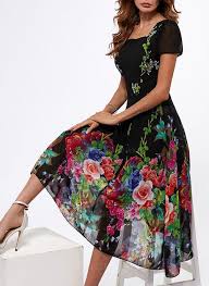 Polyester Orta Boyda Gundelik Kisa Kol Cicek Elbiseler Floryday Floryday Boyda Cicek Elbiseler Floryda Trendy Dresses Fashion Dresses A Line Dress