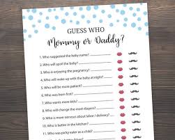 Blue Baby Shower Games He Said She Said Mommy Or Daddy Game Etsy