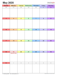 This page is loaded with many useful printable calendar 2020 templates available for free download. May 2020 Calendar Templates For Word Excel And Pdf