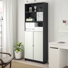 Billy Morliden Bookcase With Glass Doors Black Brown Glass 31 1 2x11 3 4x79 1 2 Ikea In 2020 Bookcase With Glass Doors Billy Bookcase With Doors Ikea